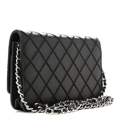 Chanel Calfskin Whipstitch Wallet On Chain WOC Black 3 of 11