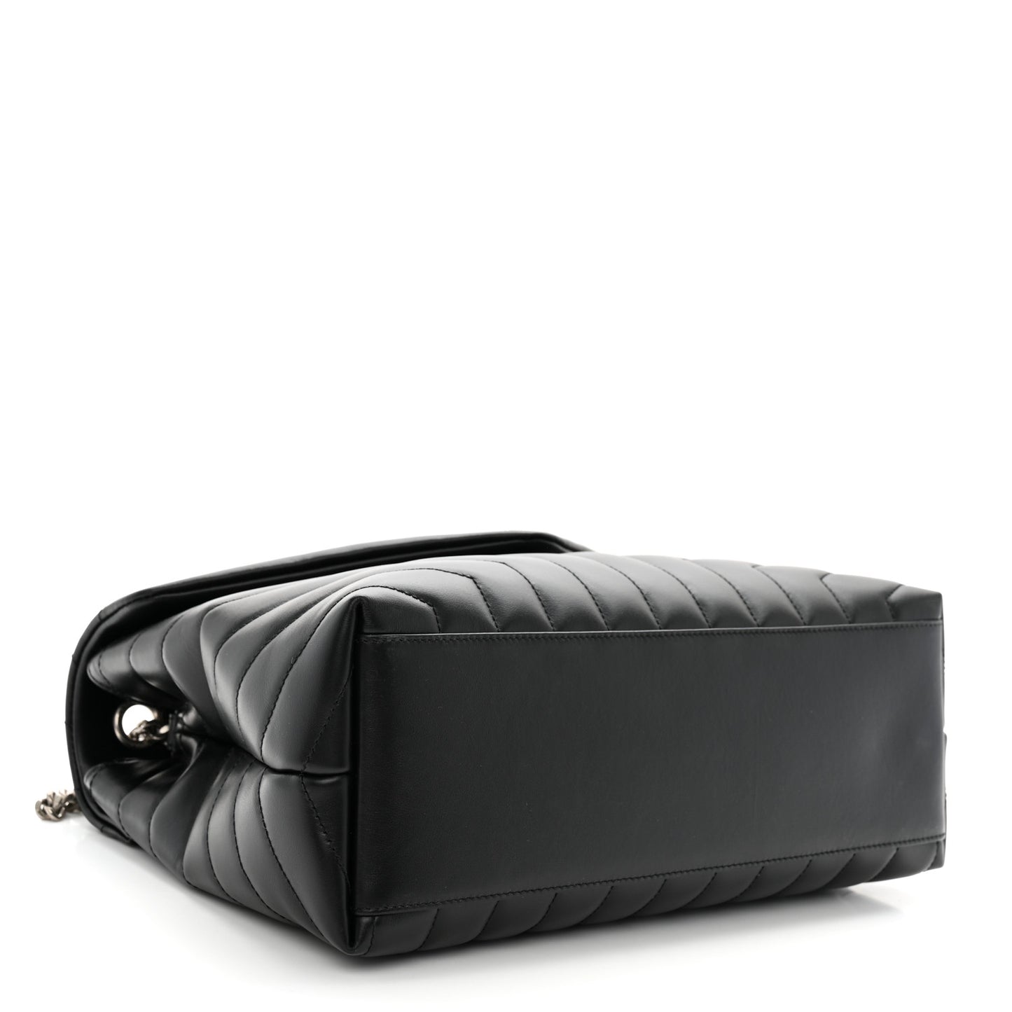 Calfskin Y Quilted Monogram Medium Loulou Chain Satchel Black