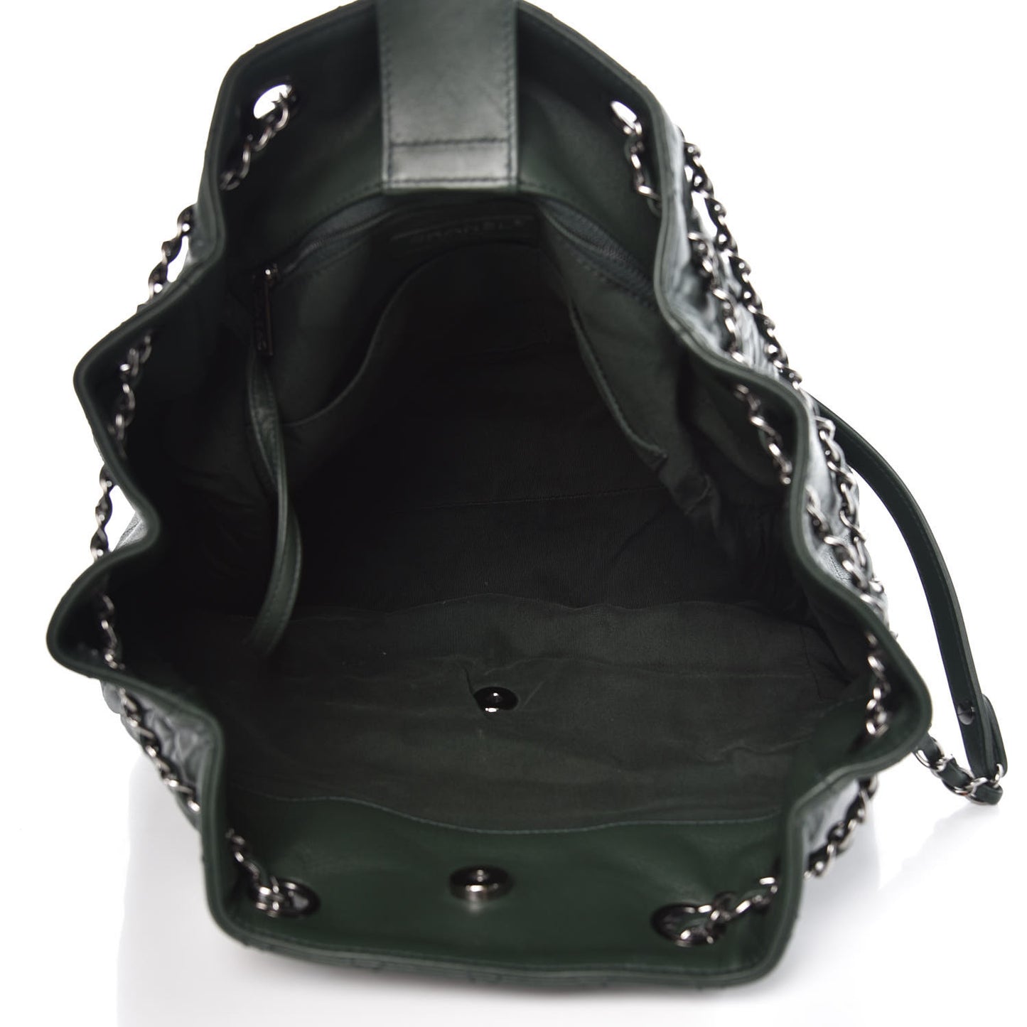 Lambskin Quilted Large Drawstring Shoulder Bag Green