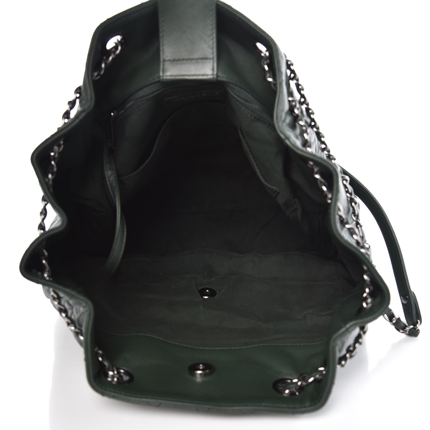 Chanel Lambskin Quilted Large Drawstring Shoulder Bag Green 5 of 14