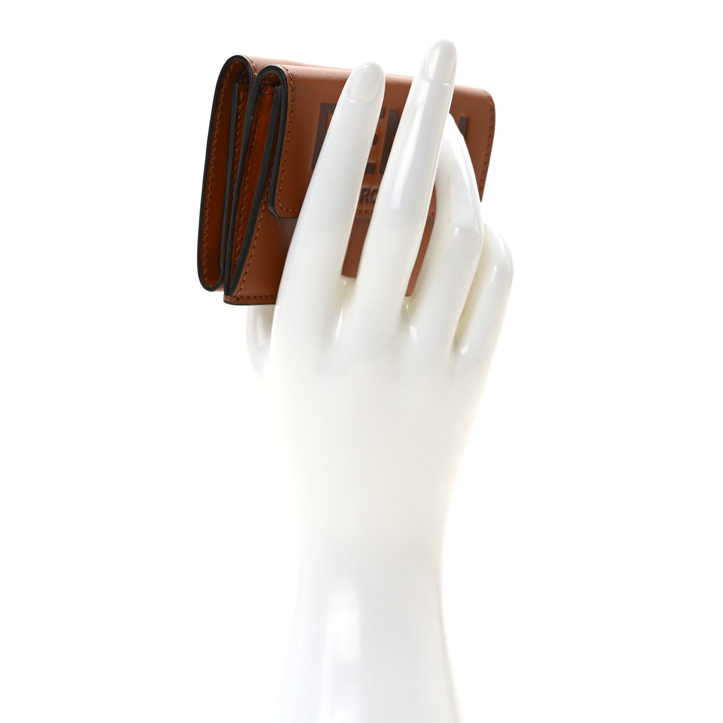 Vitello King Logo Embossed Micro Tri-Fold Wallet Cuoio