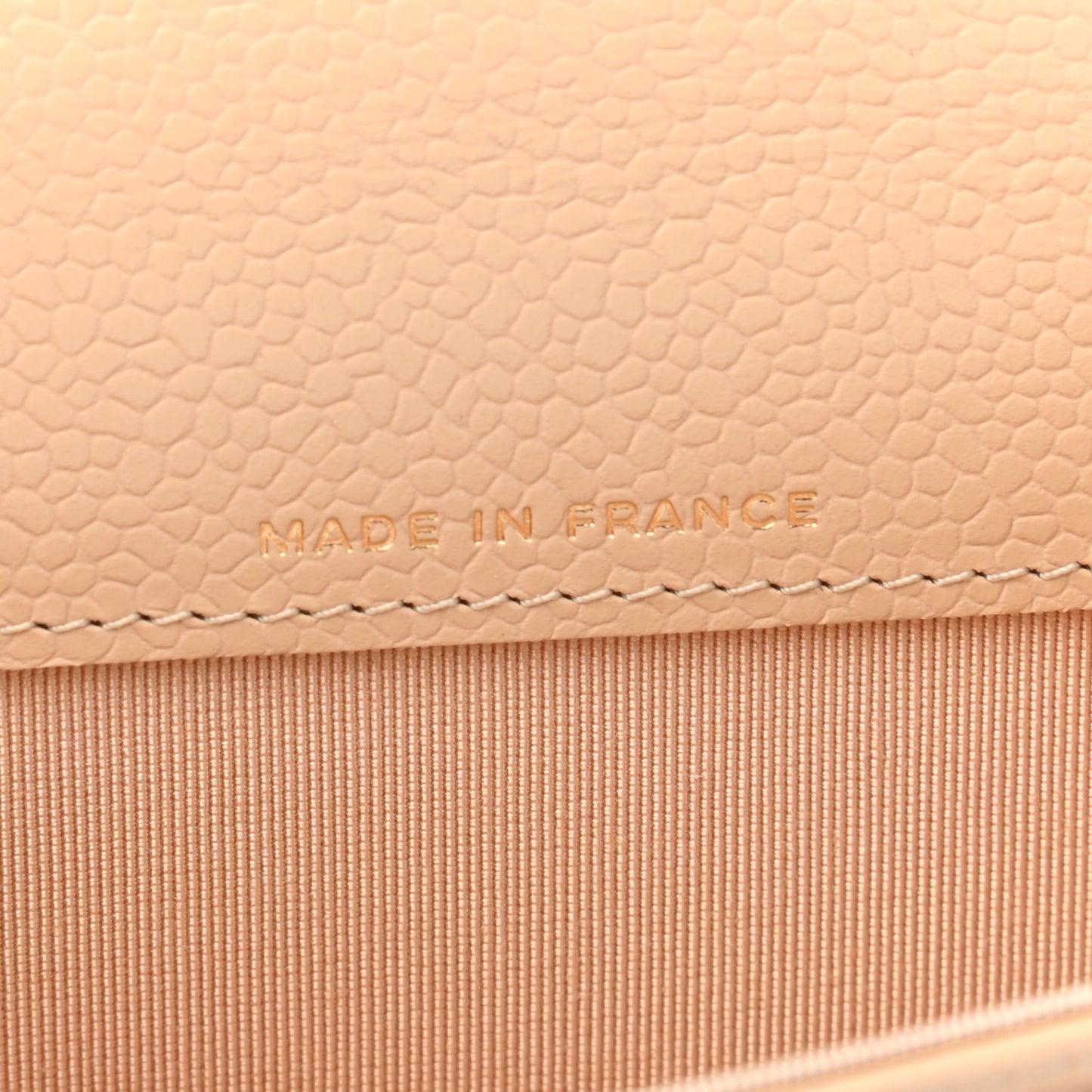 Caviar Quilted Flap Card Holder Wallet Beige