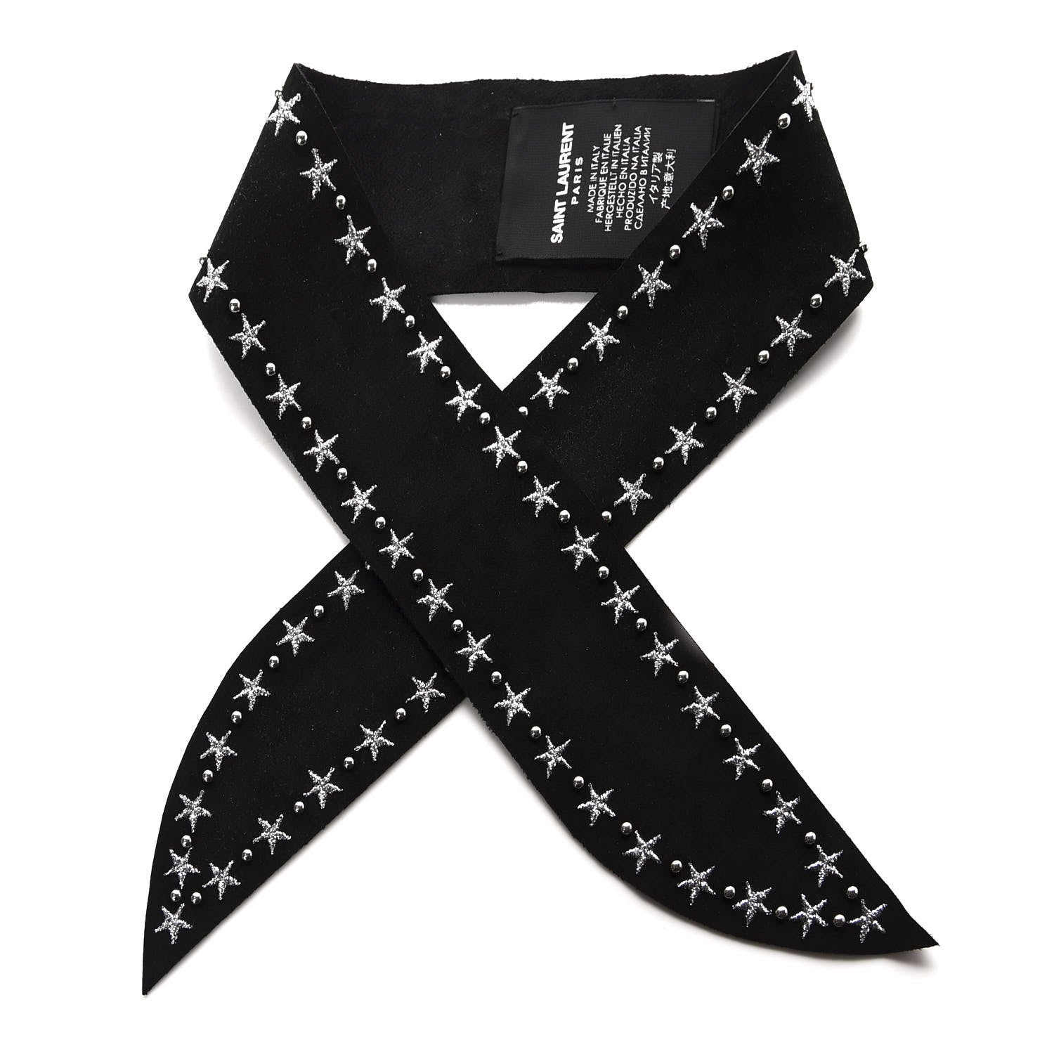 Saint Laurent Suede Studded Star Choker Black 1 of 5