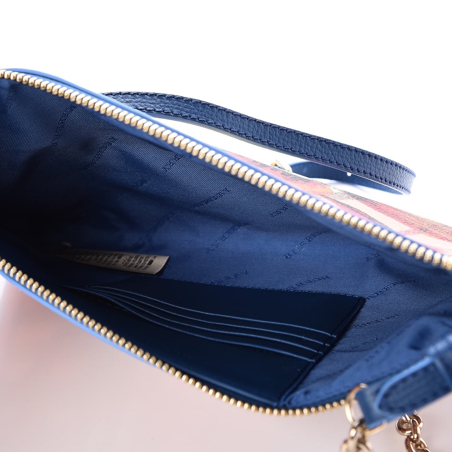 Haymarket Check Floral Print Peyton Wristlet Mineral Blue Burnt Orange