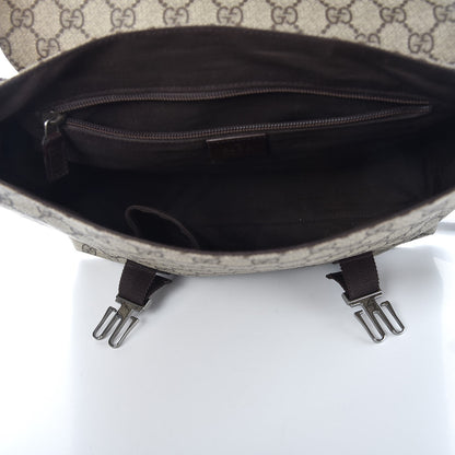 Gucci GG Plus Monogram Large Double Buckle Flap Messenger Bag Beige Dark Brown 8 of 9