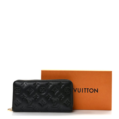 Louis Vuitton Lambskin Embossed Monogram Coussin Zippy Wallet Black 3 of 9