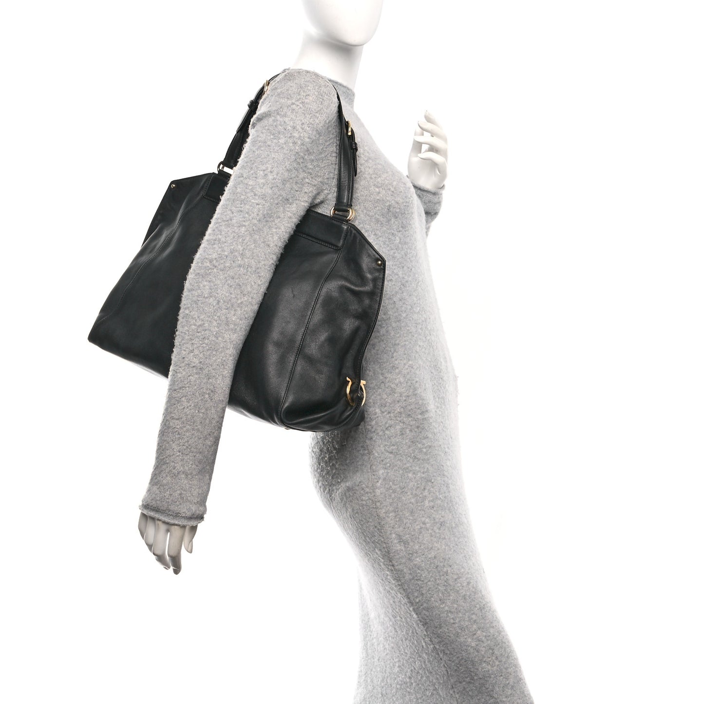 Calfskin Trifolio Tote Black