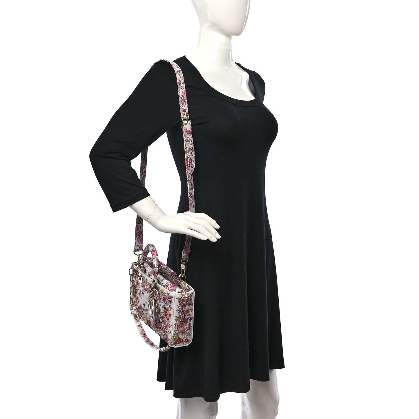 Calfskin Embroidered Butterfly Printed Lady D-Joy Multicolor