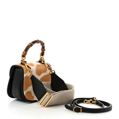 Gucci Calfskin Pony Hair Giraffe Print Mini Bamboo 1947 Top Handle Bag Beige Black Multicolor 2 of 11