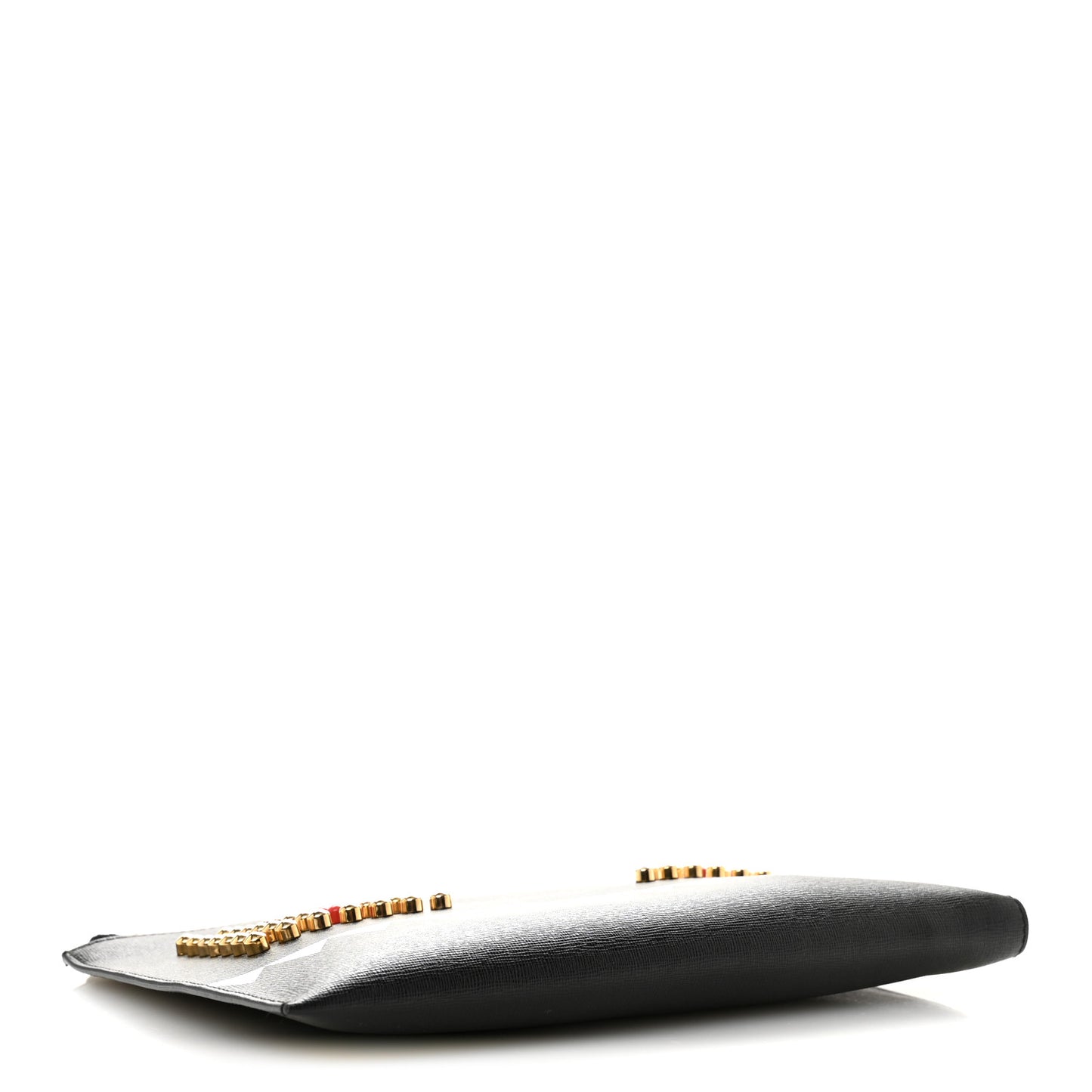 Vitello Elite Monster Eyes Studded Zip Around Pouch Black