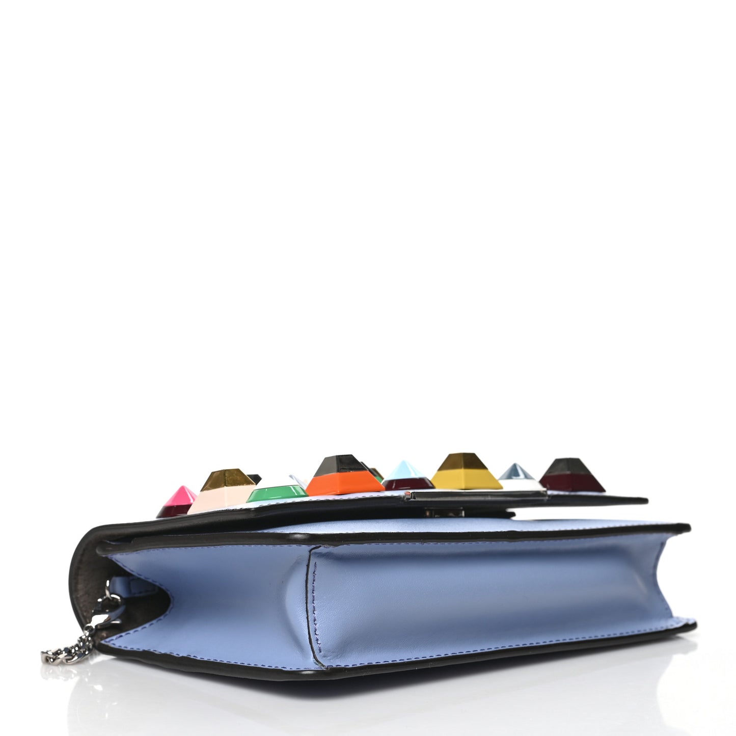 Vitello Liberty Studded Tube Wallet On Chain Azzurro Sky Multicolor