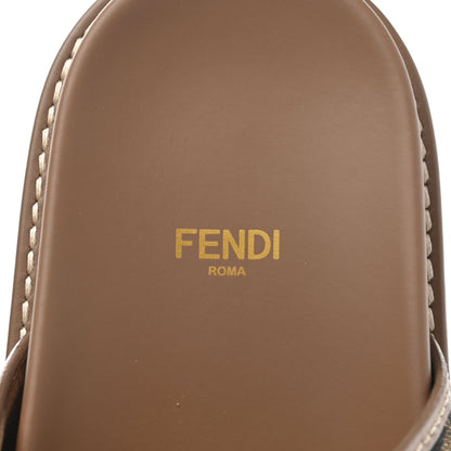 Fendi Fabric Jacquard Nappa FF Womens Fendi Feel Buckled Slide Sandals 41 Tobacco Black Miele Scuro 14 of 18