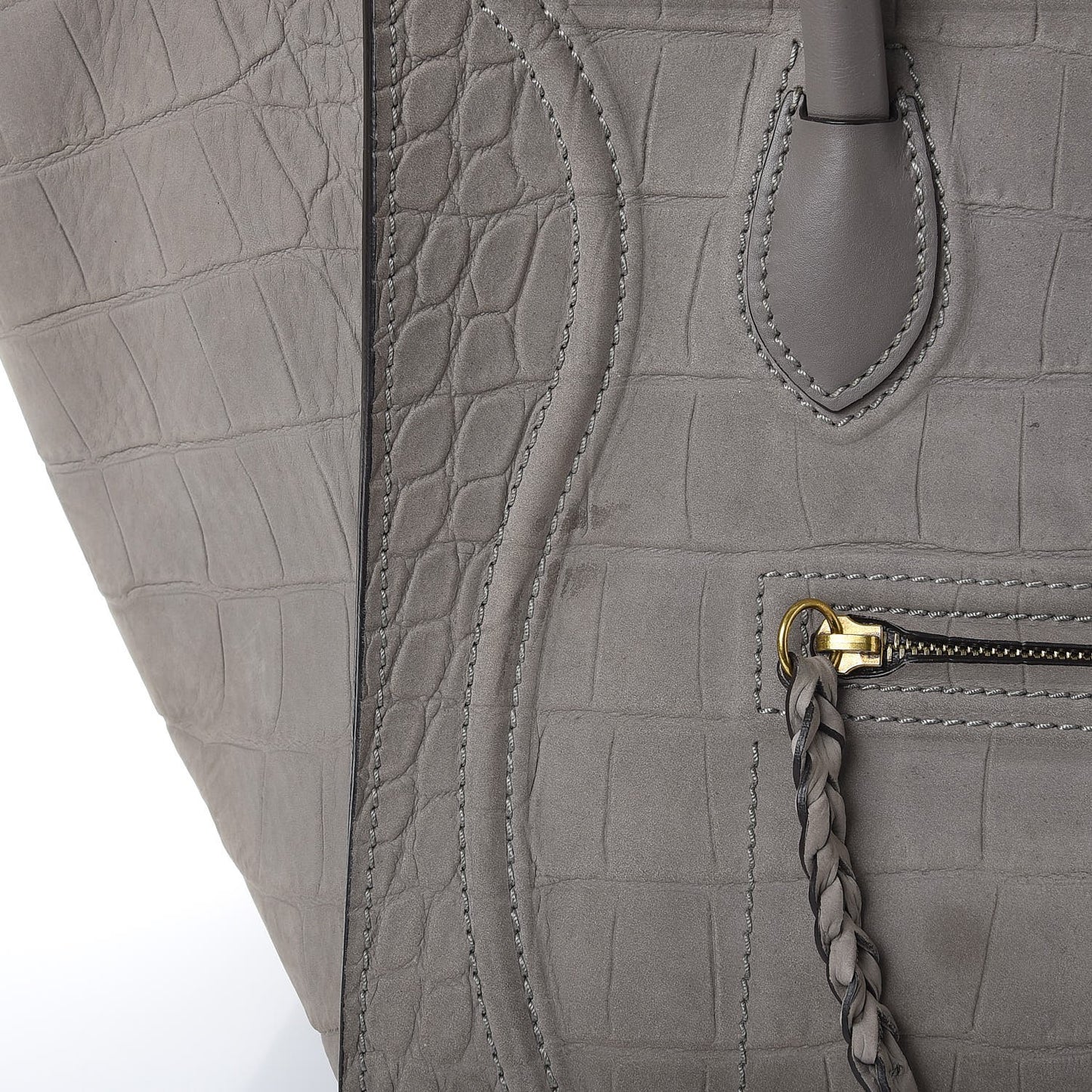 Crocodile Embossed Nubuck Medium Phantom Luggage Grey