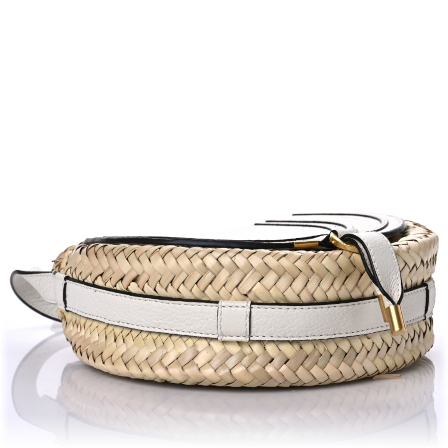 Chloe Raffia Small Grain Calfskin Small Marcie Basket Crossbody White 5 of 9