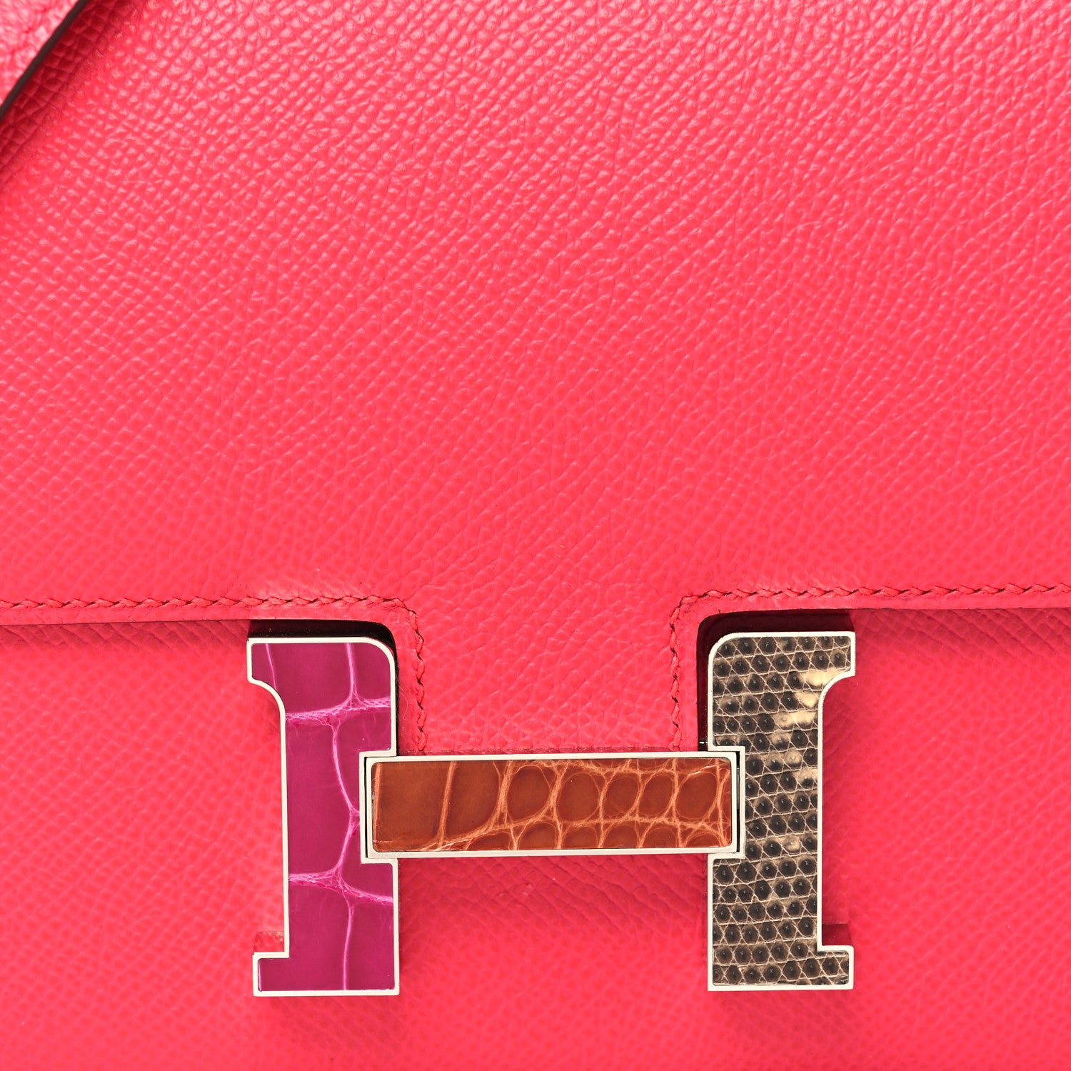 Hermes Epsom Shiny Alligator Lizard Constance 18 Rose Extreme 7 of 9