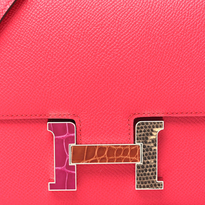Hermes Epsom Shiny Alligator Lizard Constance 18 Rose Extreme 7 of 9