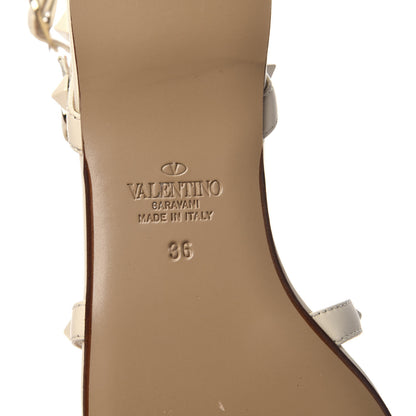 Valentino Garavani Calfskin Lacquered Monochrome Rockstud Gladiator Flat Sandals 36 Ivory 6 of 7