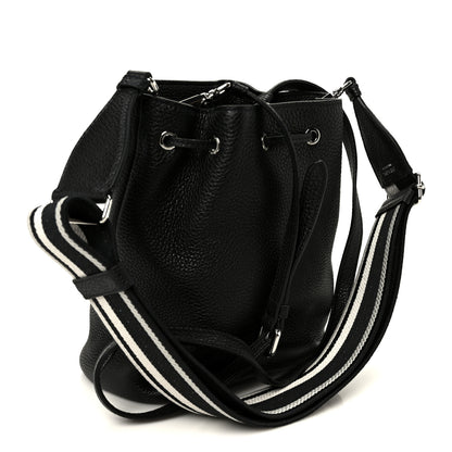 Prada Vitello Daino Soft Drawstring Bucket Bag Black 3 of 11