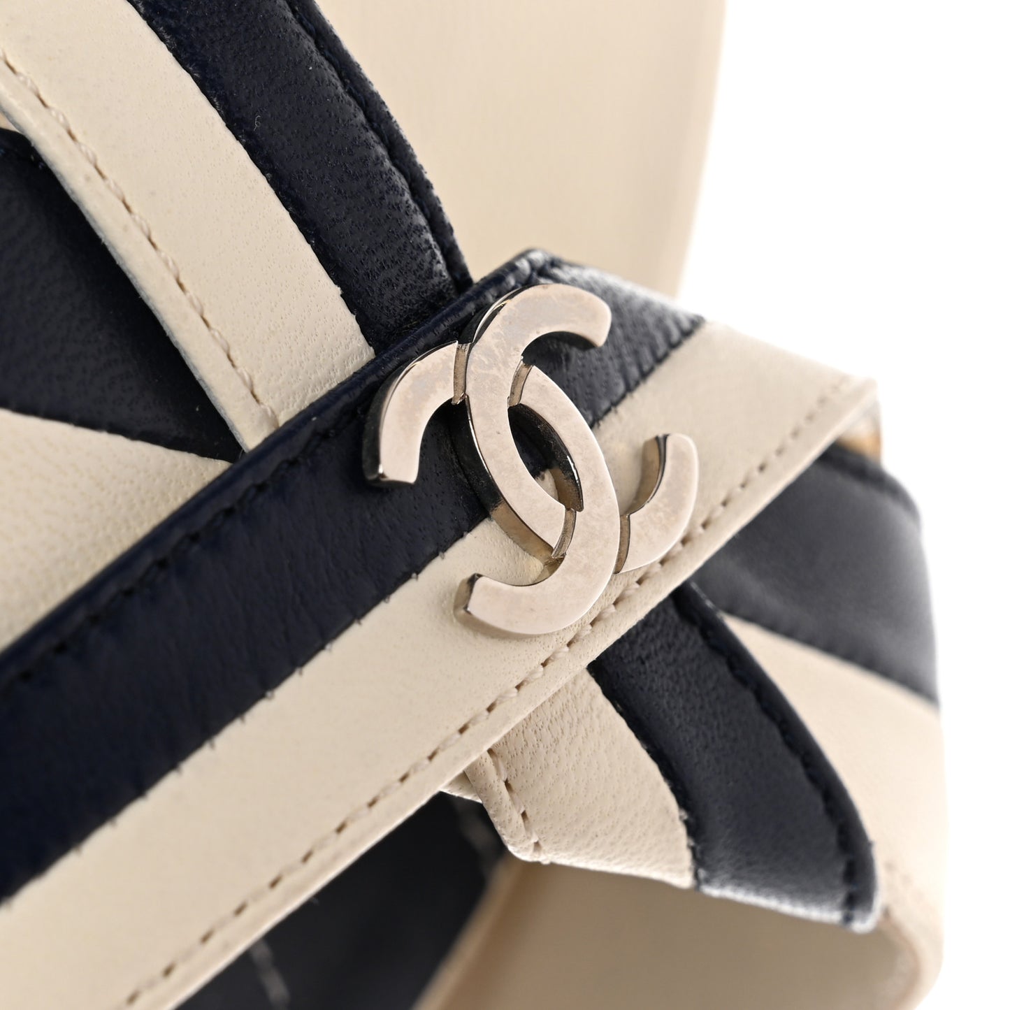 Lambskin CC Mules 37.5 Dark Navy Blue
