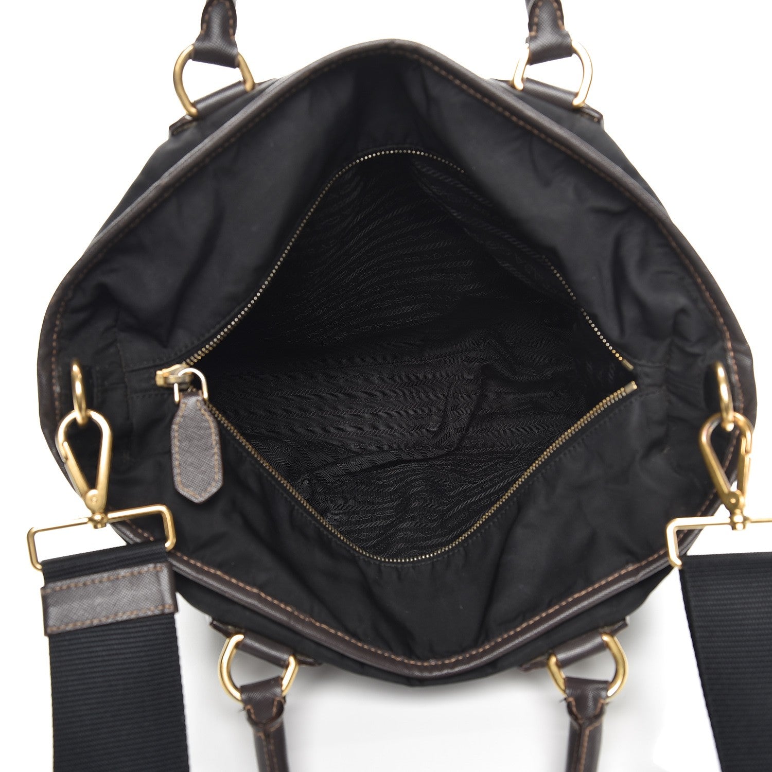 Prada Saffiano Tessuto Nylon Tote Nero Black 6 of 13