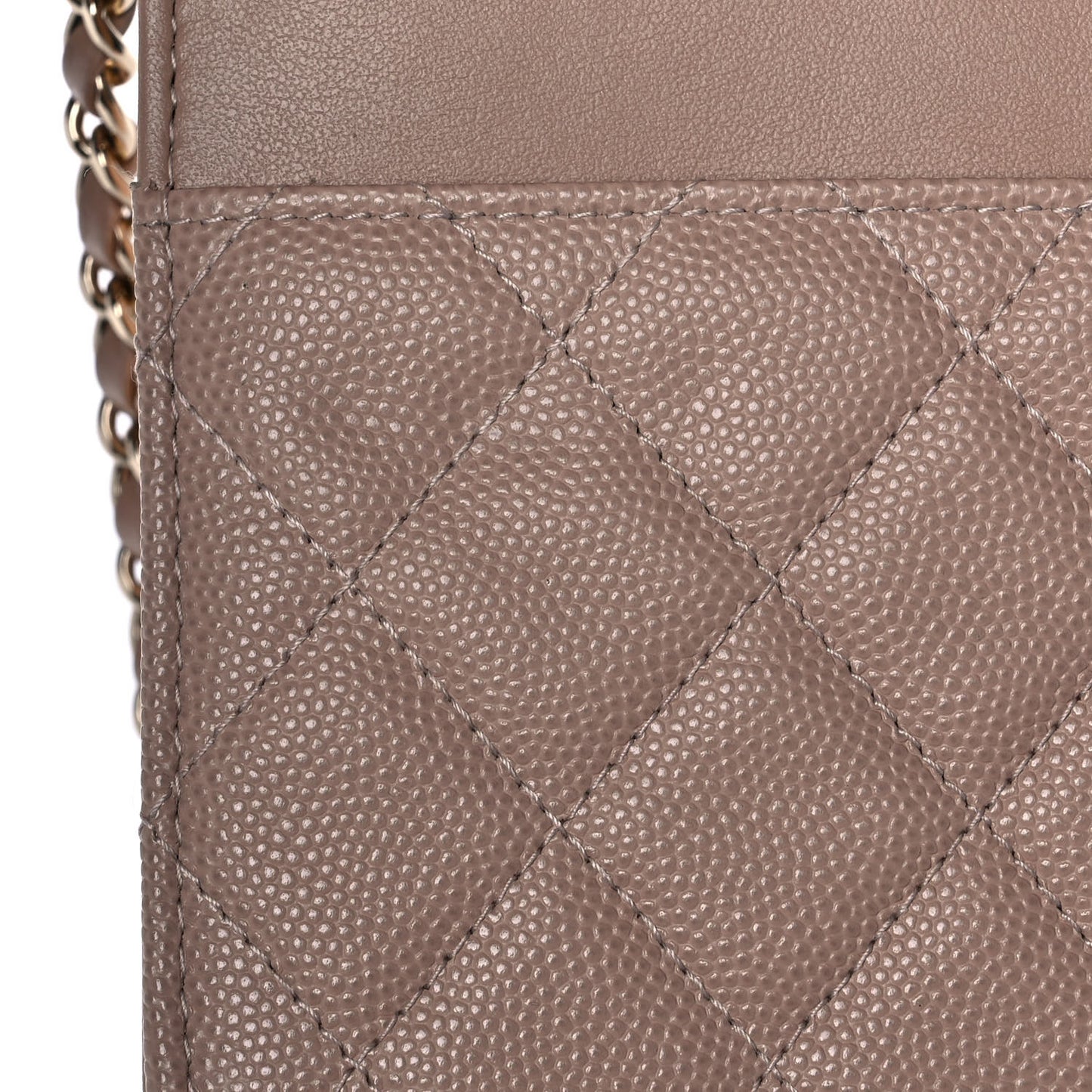 Caviar Quilted CC Filigree Wallet On Chain WOC Beige Black