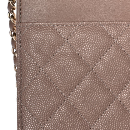 Chanel Caviar Quilted CC Filigree Wallet On Chain WOC Beige Black 12 of 13