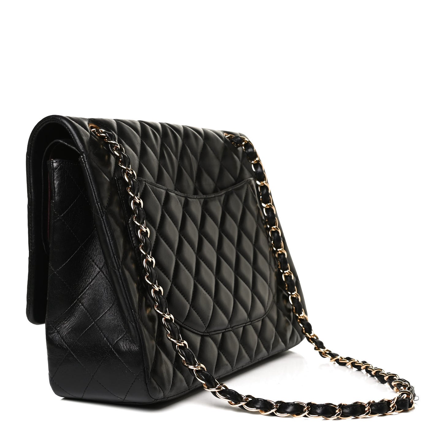 Lambskin Quilted Maxi Double Flap Black