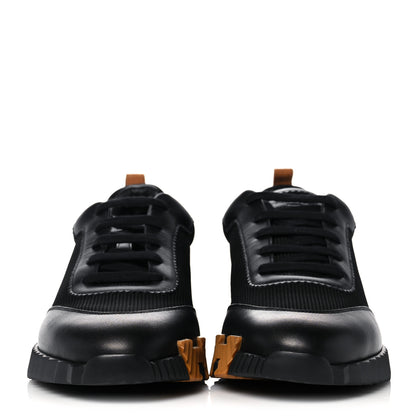 Hermes Technical Canvas Suede Goatskin Bouncing Sneakers 42 Black Miel 2 of 10