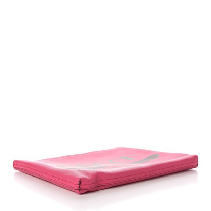 Gucci Pebbled Calfskin Medium Logo Portfolio Clutch Box Pink Green 3 of 8