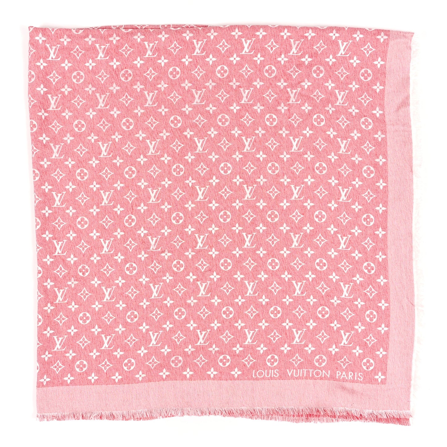 Wool Silk Monogram Denim Shawl Rouge