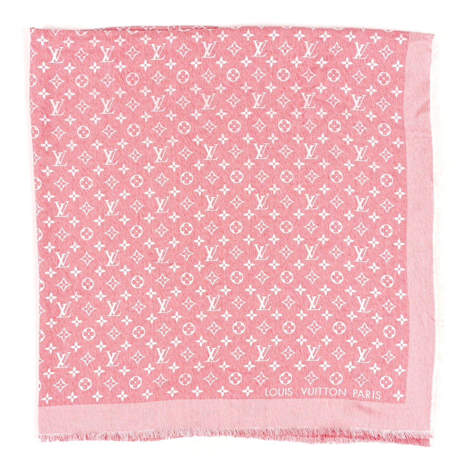 Louis Vuitton Wool Silk Monogram Denim Shawl Rouge 1 of 4