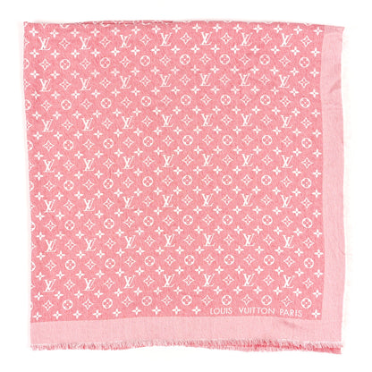 Louis Vuitton Wool Silk Monogram Denim Shawl Rouge 1 of 4