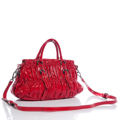 Prada Vernice Gaufre Shopping Satchel Rosso 3 of 13