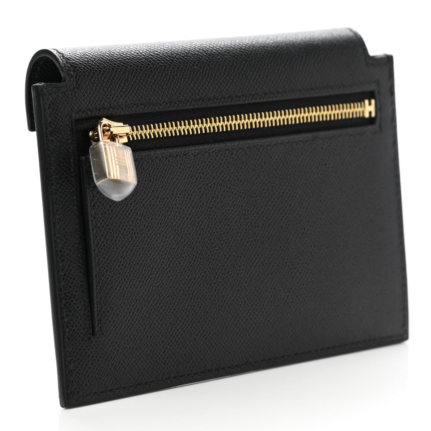 Madame Calfskin Kelly Pocket Compact Wallet Black