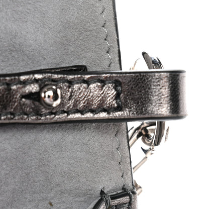 Valentino Garavani Crystal Suede Enamel Vlogo Small Loco Shoulder Bag Silver 10 of 12