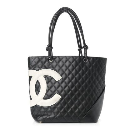 Chanel Calfskin Quilted Medium Cambon Tote Black White 1 of 26