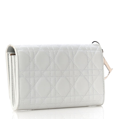 Christian Dior Lambskin Cannage Lady Dior Charm Wallet White 3 of 9
