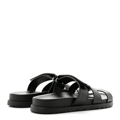 Hermes Calfskin Womens Chypre Sandals 36.5 Black 5 of 9