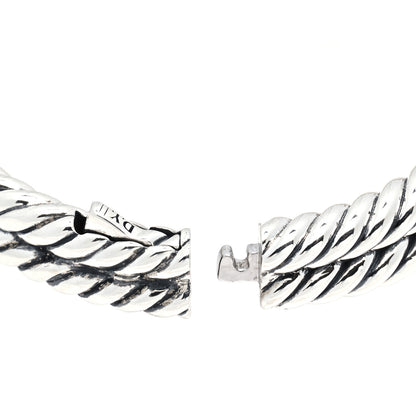 David Yurman Sterling Silver Diamond Pave 10mm Single Loop Labyrinth Bracelet 3 of 4