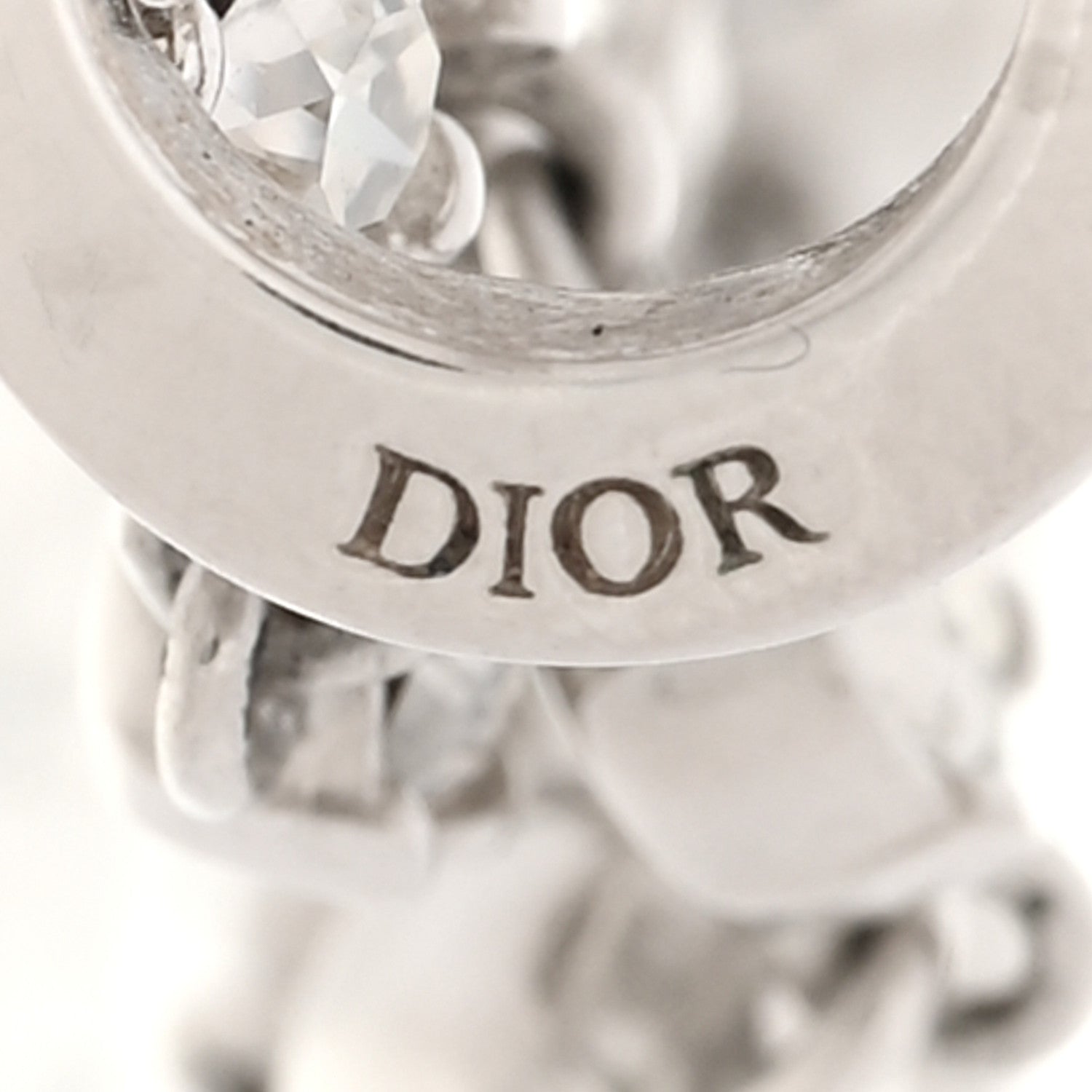 Christian Dior Crystal Pearl CD Drop Earrings Silver 4 of 5
