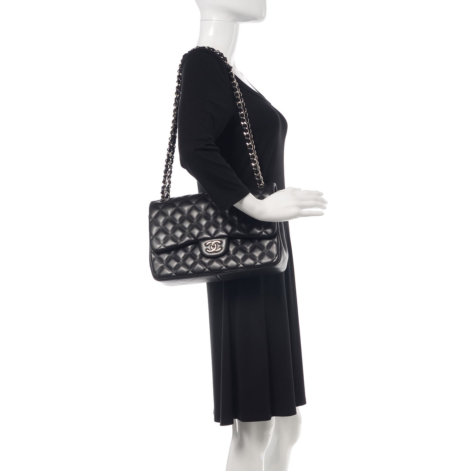 Chanel Lambskin Quilted Jumbo Double Flap Black 2 of 12