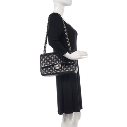 Chanel Lambskin Quilted Jumbo Double Flap Black 2 of 12