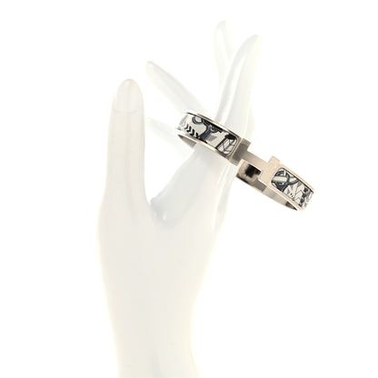 Hermes Enamel Narrow Print Imprime Panoplie Grand Classique Clic Clac HH Bracelet GM White 2 of 4