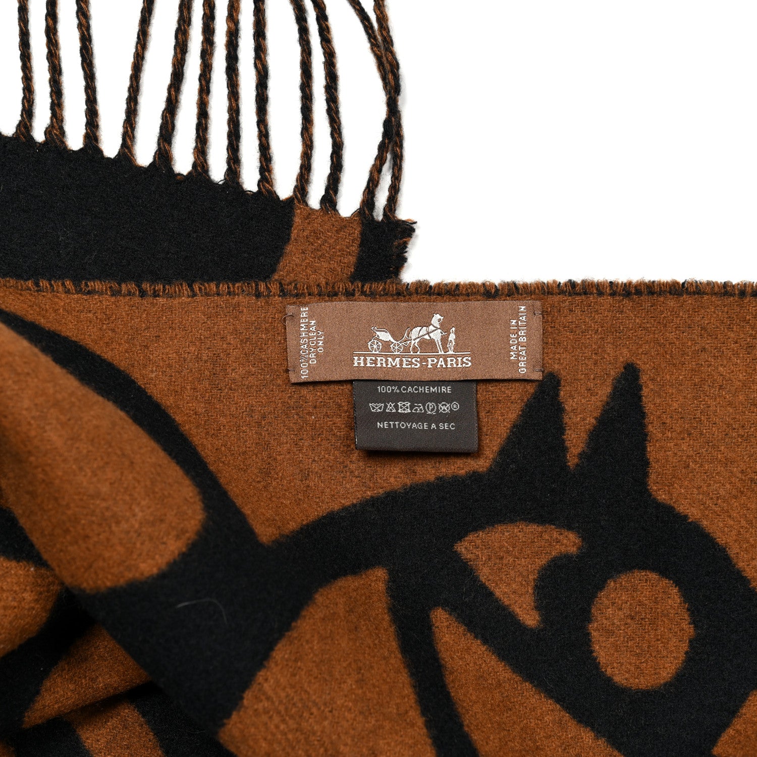 Hermes Cashmere Boucles et Camails Muffler Muffler Marine Camel 3 of 3