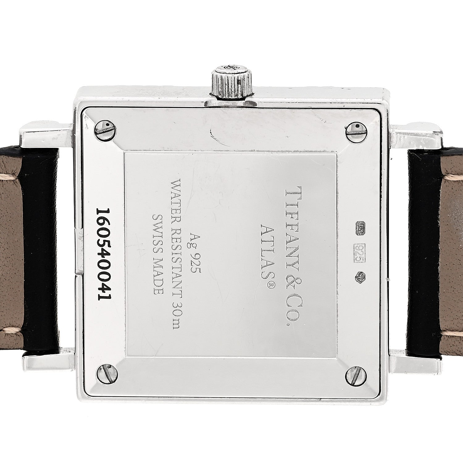 Tiffany Sterling Silver Calfskin 27mm Atlas Square Quartz Watch 4 of 4