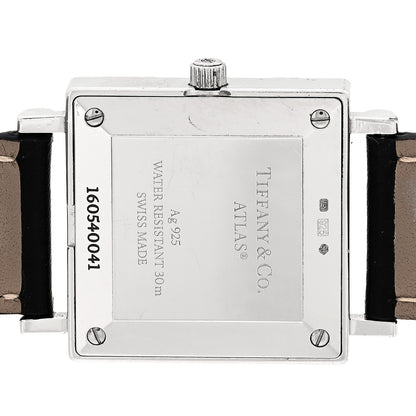 Tiffany Sterling Silver Calfskin 27mm Atlas Square Quartz Watch 4 of 4