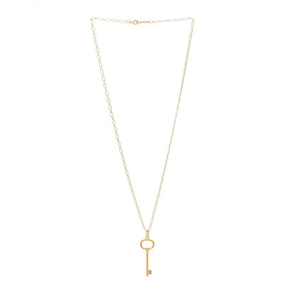 Tiffany 18K Yellow Gold Small Oval Key Pendant Link Necklace 3 of 8