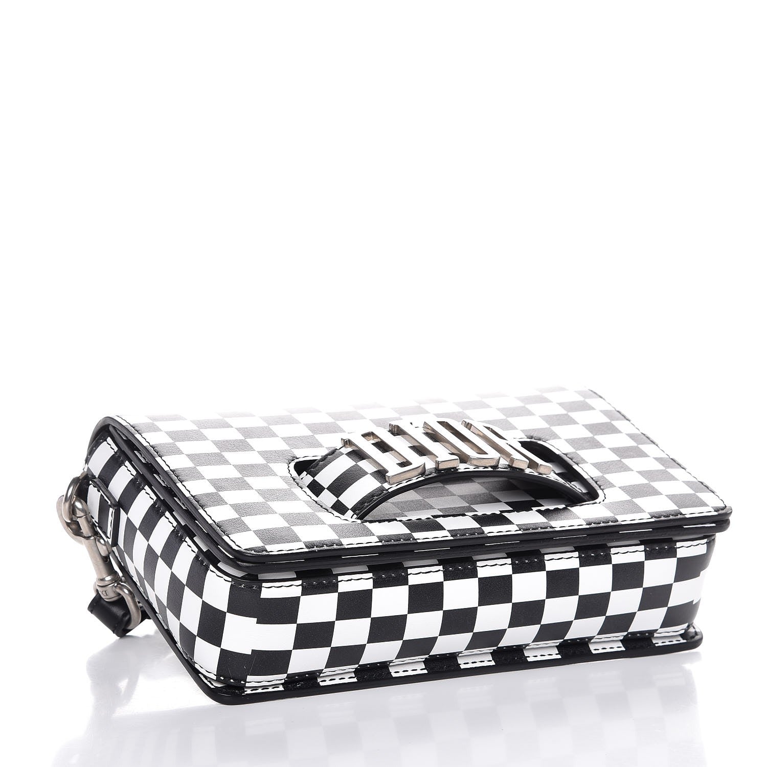 Christian Dior Smooth Calfskin Checkered Dio(r)evolution Flap Bag Black White 4 of 7