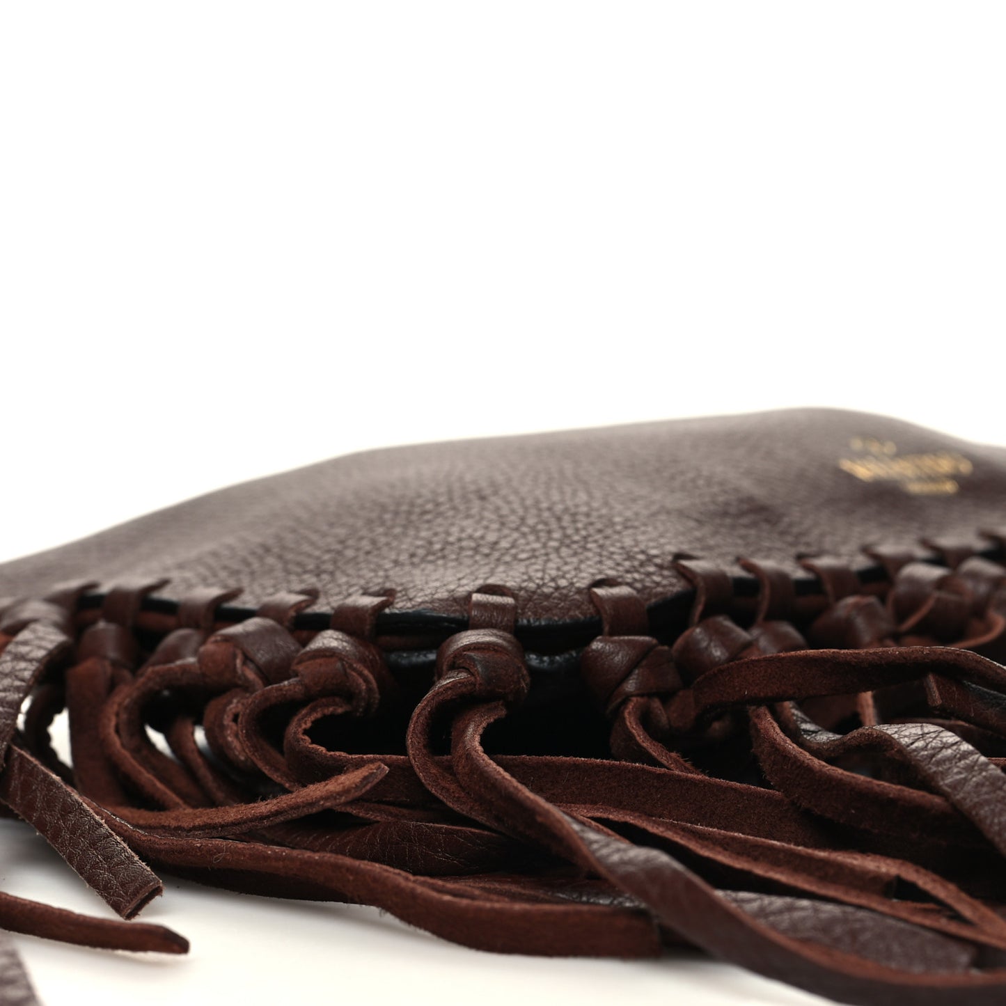 Calfskin C-Rockee Sagittarius Fringe Clutch Brown