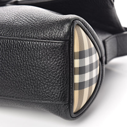 Burberry Grainy Calfskin House Check Horn Toggle Shoulder Bag Black 10 of 12